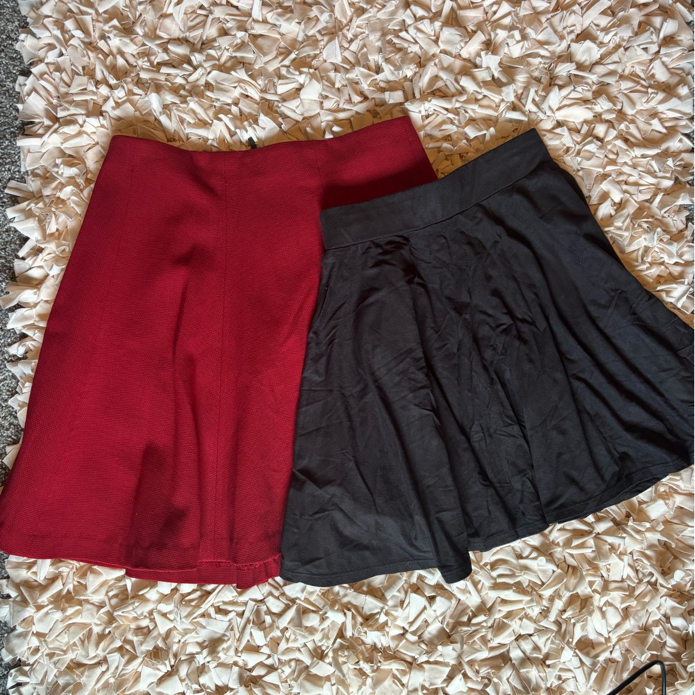 Red and Black Skirt Set